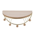 thumbnail image 1 of Yajisi Nordic‑Inspired Iron & Composite Wood Fan‑Shaped Floating Shelf – 10” x 5.9” Gold, Multi‑Hook, Multi‑Room Storage, 1 of 6