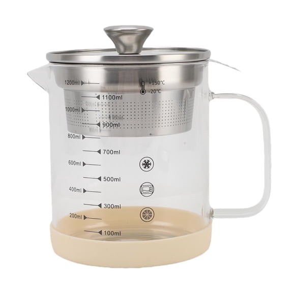 Yajisi Oil Strainer Pot, Multipurpose High Borosilicate Glass Oil Can with Fine Mesh Filter for Fruit Drinks Soybean Milk Tea Leaves, Small 1200ML