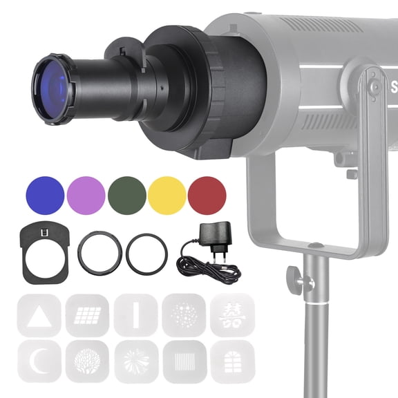 Yajisi Optical Conical Snoot Bowens Mount Flash Projector Attachment Spotlight Photography Light Modifier with 5 Color Filters 10 Graphics Cards EU Plug (8.66 in / 22 cm)