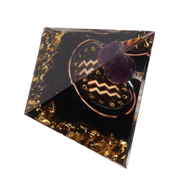 Yajisi Orgonite Pyramid Positive Energy Generator 2 inches / 5 cm Healing Crystal Chakra Meditation Zodiac Decor Figurine Knick-Knacks - Aquarius
