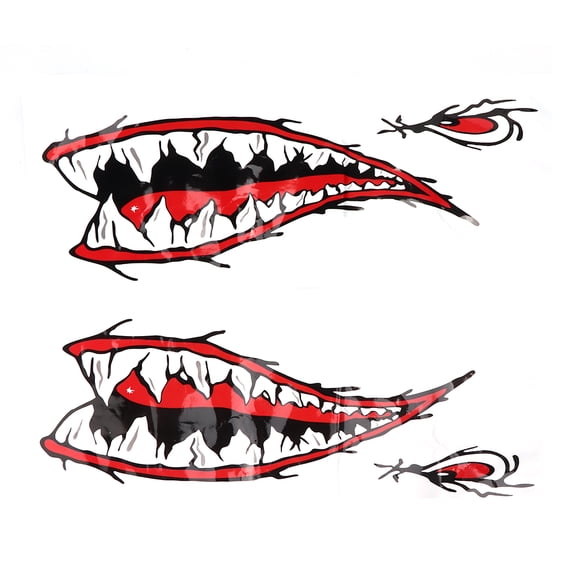 Yajisi Outdoor PVC Shark Mouth Sticker Set 15.7 inches / 40 cm Kayak Canoe Decals Left Right Pair
