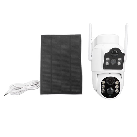 Yajisi Outdoor Solar Security Cameras 2MP Dual Lens High Definition Remote Network WiFi Camera Surveillance System Kit with 3W Solar Panel (7.87 in / 20 cm)