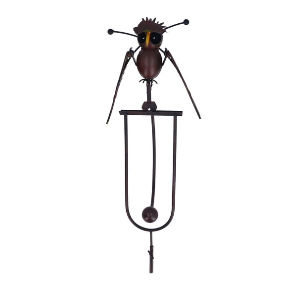Yajisi Owl Wind Sculpture - 14.17 Inches / 36 cm Lifelike Metal Stake Lawn Owl Ornament, Weatherproof Iron Art Windmill Spinner for Garden Patio Backyard Outdoor Decoration