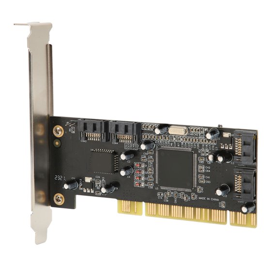 Yajisi PCI to 4 Port SATA Card Independent Serial ATA Channels 1.5Gbps Transfer Controller Expansion Adapter for Desktop Computer HDD SSD (5.9 inches / 15.0 cm)
