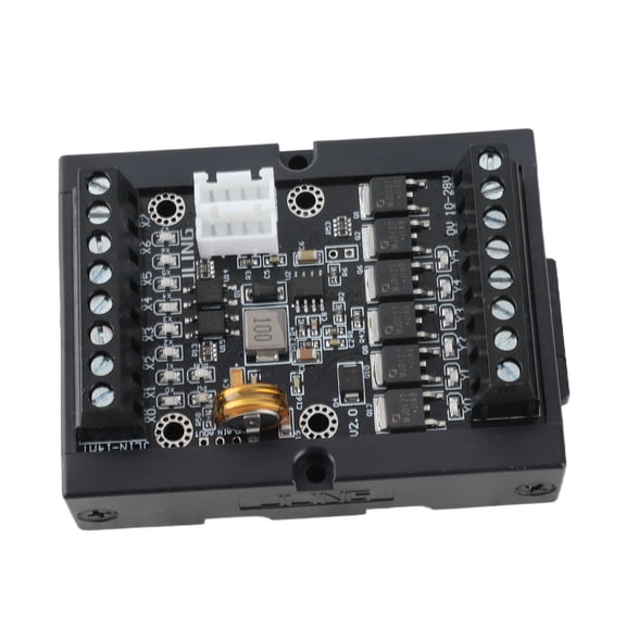 Yajisi PLC Industrial Control Board FX1N-14MT Programmable Relay Delay Module with Protective Shell Housing, High Stability 10-28VDC Electromechanical Controller and Timer Logic Module