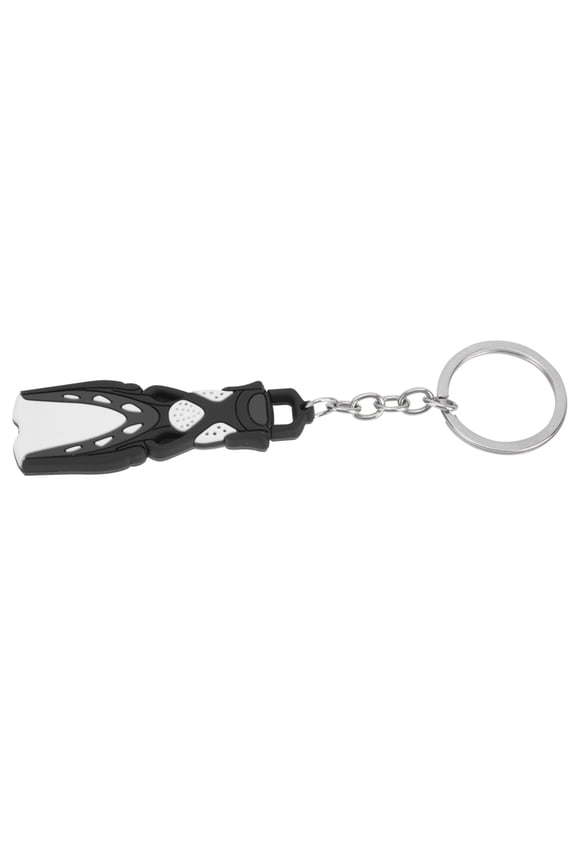 PVC Mini Diving Theme Key Ring Unique Short Flipper Shape Keychain Fin Keyring Gift, Black (5.51 inches / 14 cm)
