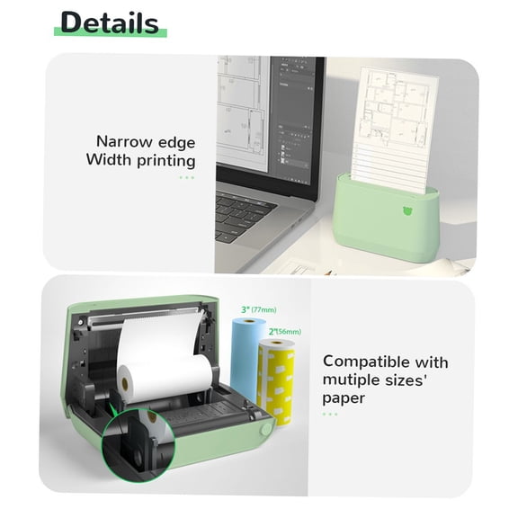 Yajisi PeriPage A9 Pro Portable Thermal Pocket Printer Grayscale Mode Mini Photo Label Maker, Green
