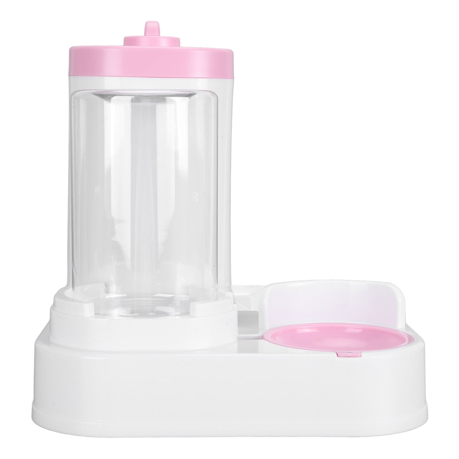 Yajisi Pet Food Water Dispenser 2 in 1 Detachable Automatic Cat Waterer Feeder for Dog Puppy, 11 inches / 28 cm, Pink