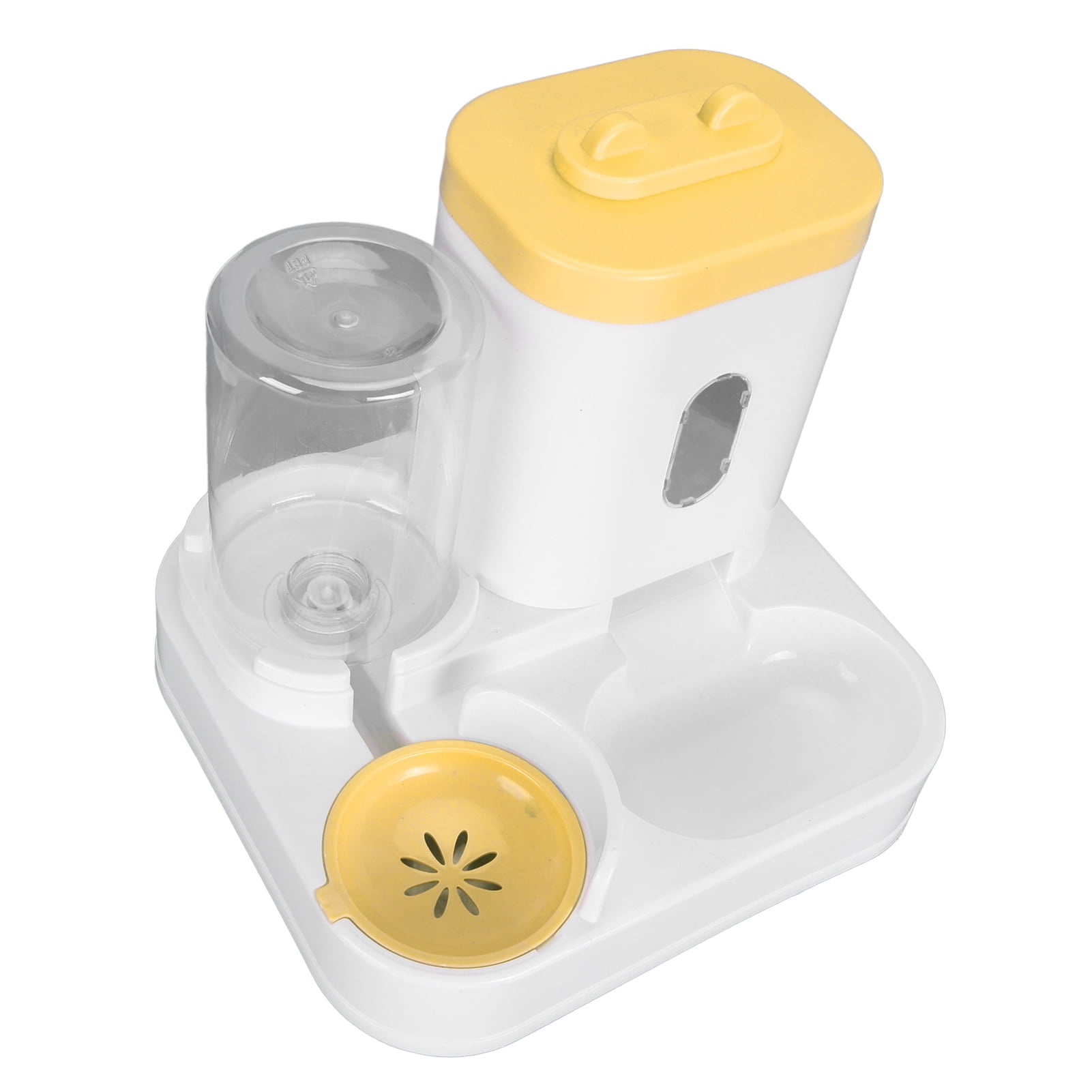 Yajisi Pet Food Water Dispenser 2 in 1 Detachable Automatic Cat Waterer Feeder for Dog Puppy, 11 inches / 28 cm, Yellow