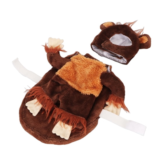 Yajisi Pet Holiday Costume Funny Monkey Cosplay Dog Clothes Soft Breathable Plush Cat Outfit with Cute Headgear for Indoors Outdoors Perfect for Small to Medium Pets - Size S (10 inches / 25.4 cm)