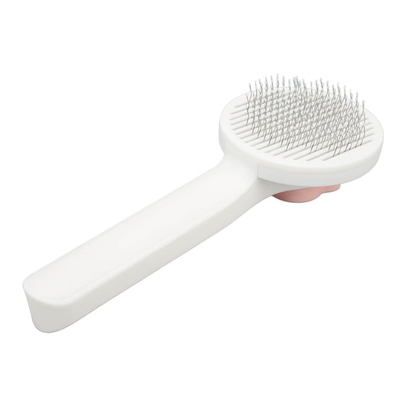 Yajisi Pink Cat Grooming Brush Stainless Steel One Button Self Cleaning Pets Comb Brush Tool for Cats and Dogs, Effective Deshedding (7.3 inches / 18.5 cm) - Ultimate Pet Hair Remover