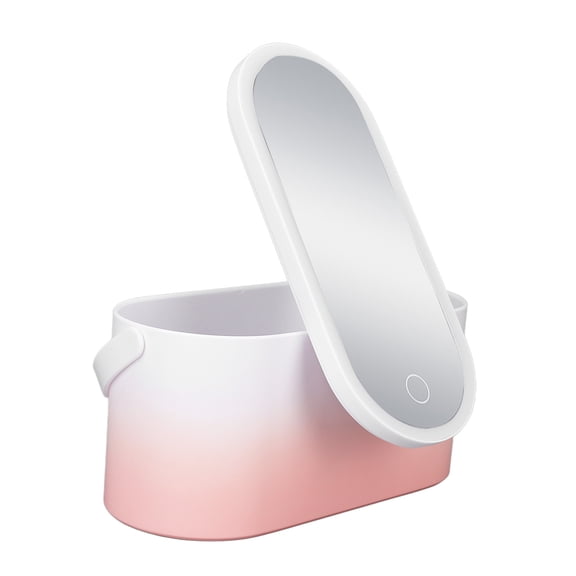 Yajisi Pink Gradient Portable Large Capacity Foldable Rotating LED Light Makeup Storage Box With Mirror, 8.86 inches / 22.5 cm