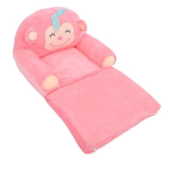 Yajisi Pink Monkey Children Folding Sofa Soft Plush Toddler Couch Kid Lounge Chair for Home Kindergarten Lightweight Furniture, 18.5 inches / 47 cm Length, Birthday Gift