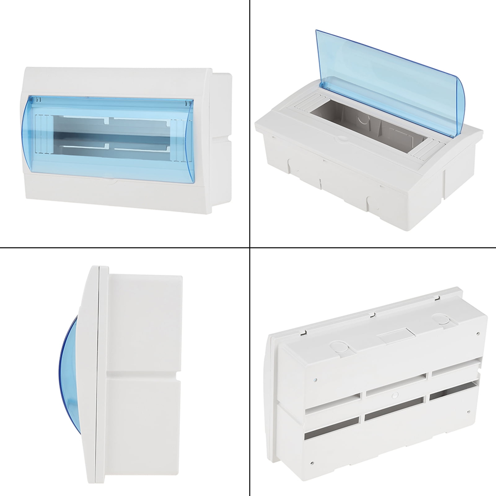 Yajisi Plastic Distribution Protection Box For 9-12 Ways Circuit Breaker Indoor On The Wall Panel Circuit Distribution Box With Transparent Blue Cover, Ideal For Home Hotel Shop, 10 inches / 25.4 cm