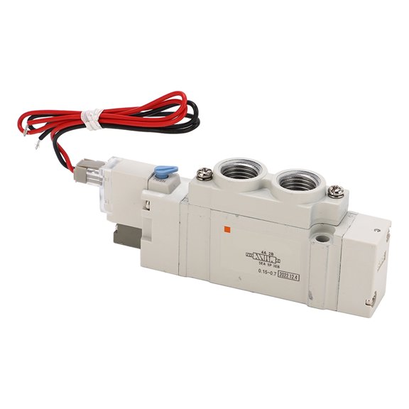 Yajisi Pneumatic Solenoid Valve Electric Air Switch 2 Position 5 Way for Automation Control, Adjustable Flow Value Controller, 0.15 to 0.7 Mpa Pressure Range, 4.72 inches / 12 cm
