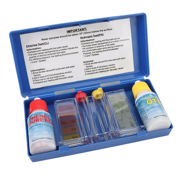 Yajisi Pool PH and Chlorine Test Kit - Professional Water Quality Tester Box for Swimming Pools, Hot Tubs & Spas, Includes 20ml OTO & Red Phenol Solutions, 5.9 x 2.9 Inches / 15 x 7.3 cm