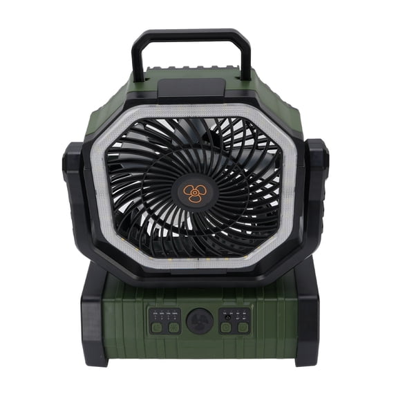 Yajisi Portable Camping Fan with LED Light Rechargeable 20000mAh Oscillating Battery Operated Tent Fan Remote Control OD Green
