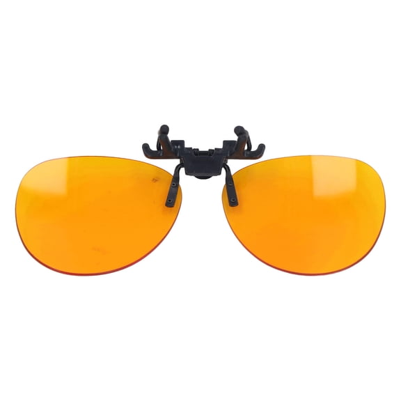 Yajisi Portable Clip‑On Blue‑Light Blocking Glasses (with Case & Cloth) - 180° Flip, Anti‑Reflective Orange Lens for Computer Use