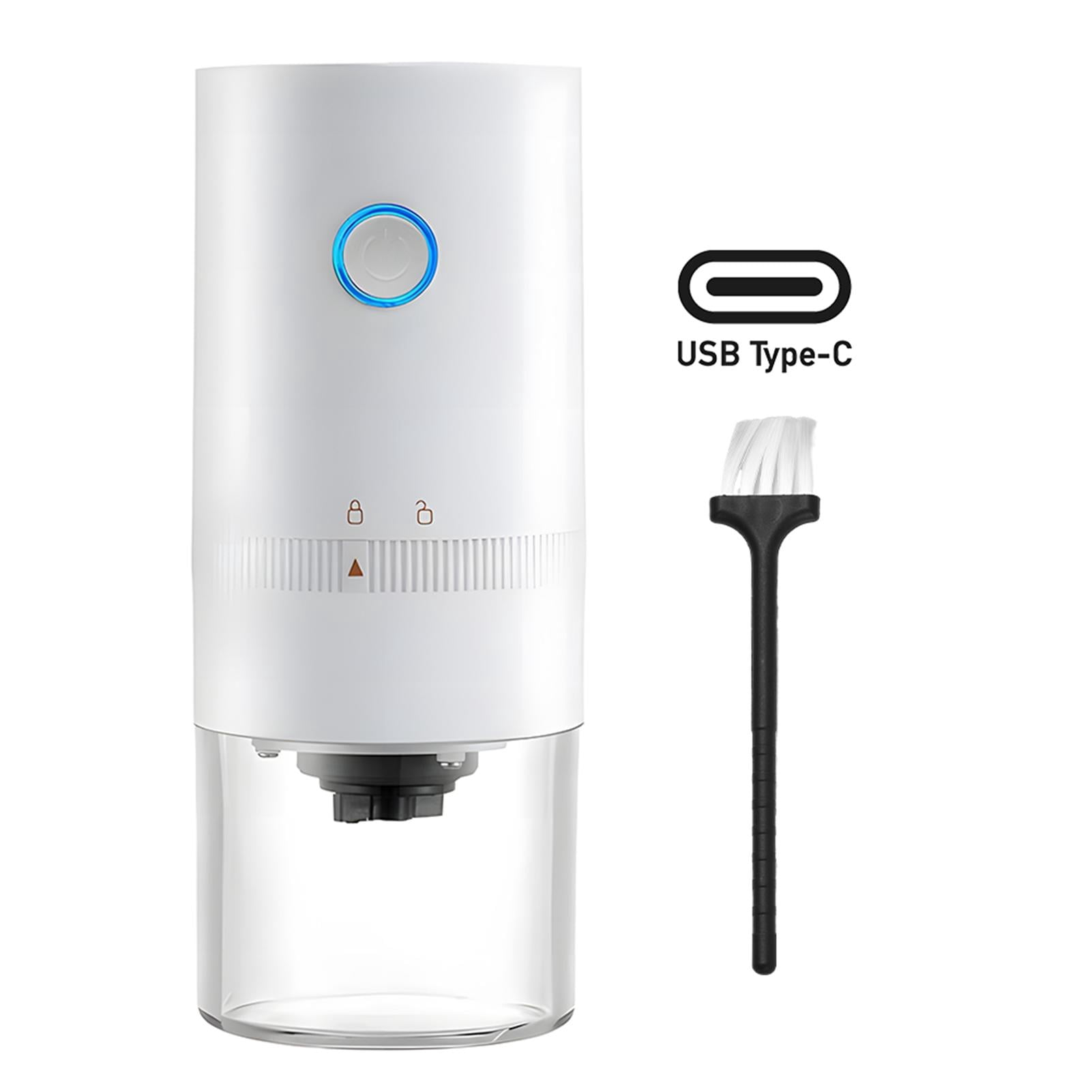 Yajisi Portable Electric Burr Coffee Grinder Ceramic Blade USB Rechargeable White (4.33 inches / 11.0 cm)