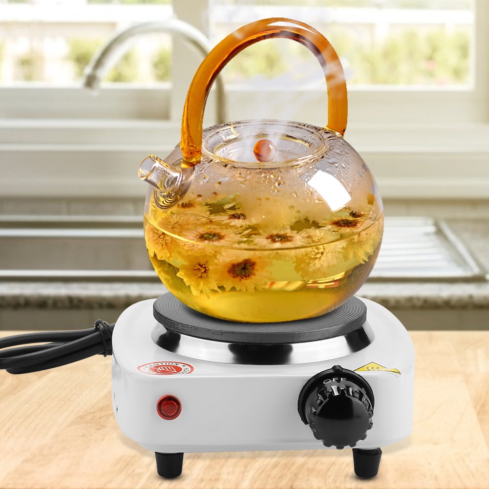 Yajisi Portable Electric Countertop Stove, 500W Single Heating Plate Burner for Tea Coffee Kitchen, White (15x15x6 cm / 5.91x5.91x2.36 inches)