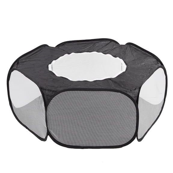 Yajisi Portable Foldable Small Pet Playpen Transparent Breathable Mesh Puppy Cat Rabbit Cage Tent for Outdoor and Indoor Exercise Waterproof Bottom, Black