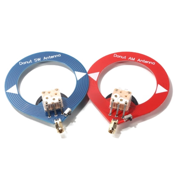 Yajisi Portable Loop Radio Antenna Set, 2pcs Circular Doughnut Antenna Kit MediumWave ShortWave 500kHz-24MHz for Radio Receiver, Red & Blue, 6.3x5.9x4.3 Inches / 16x15x11 cm