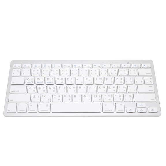 Yajisi Portable Wireless Bluetooth Keyboard, Thai English Bilingual Ultra Thin Stylish Travel Computer Keyboard for Tablet Laptop Notebook, Silver White (11.42 x 5.12 in / 29.0 x 13.0 cm)