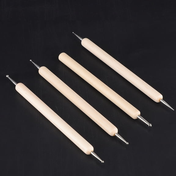 Yajisi Pottery Ball Stylus, 4pcs Stainless Steel Craft Embossing Modeling Tools for Polymer Clay Sculpting & Ceramic Art Projects, 5.1 Inches / 13 cm