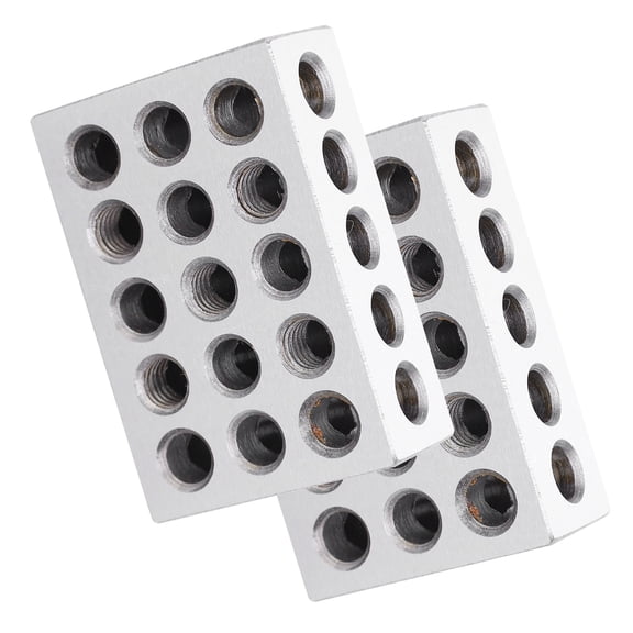Yajisi Precision 1-2-3 Blocks 23 Holes Matched Pair 0.0002in Accuracy Machinist Milling Jig Tools Chrome Steel Industrial Setup Equipment (2.5x5x7.5cm / 1x2x3in) 2 Pcs