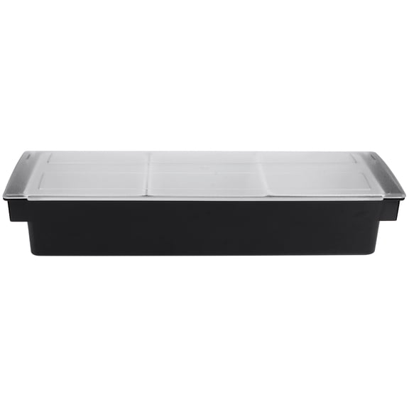 Yajisi Premium Black 3 Compartment Seasoning Box with Lid, Professional Bar Condiment Holder Fruit Case Dispenser for Milk Tea Shop and Home Kitchen Storage (19.7x6.3x3.5in / 50x16x9cm)