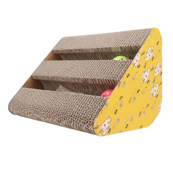 Yajisi Premium Corrugated Cardboard Cat Scratcher Pad Multipurpose Triangular Shape Design Furniture Protection - Dimensions 11.02 inches / 28 cm Length for Healthy Claws & Interactive Play