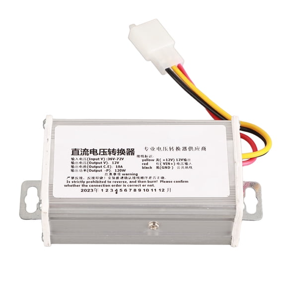 Yajisi Premium DC 36V-72V To 12V 10A 120W Converter Adapter Transformer For Electric Scooter Reliable Heavy Duty Voltage Reducer Power Supply Module For LED Lights Horns And Instrument Panels
