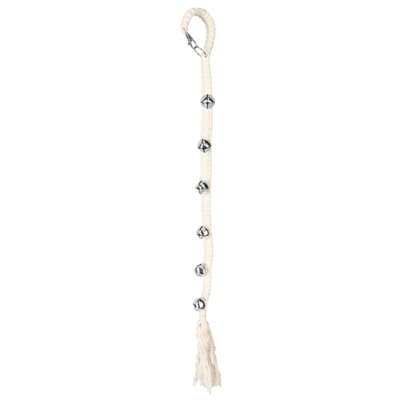 Yajisi Premium Hanging Door Dog Cross Bell For Training Potty Hand Knitting Cotton Decorative Puppy Door Bell Silver Color, Ideal For All Breeds And Sizes, 30.7 inches / 78 cm Length