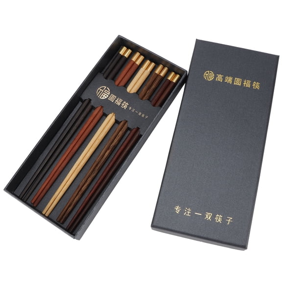 Yajisi Premium Natural Wood Chopsticks Gift Set Reusable Wooden Sushi Chopsticks Handmade Lacquer Free Tableware for Home and Restaurant Dinning, 9.8 inches / 25.0 cm, 5 Pairs
