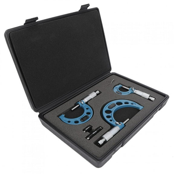 Yajisi Premium Outside Diameter Micrometer Set 0-25mm/25-50mm/50-75mm High Accuracy Measuring Tools for Industrial Machine and Automobile Repair, 3Pcs Kit (0-3 inches / 0-75 mm)