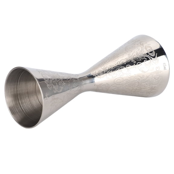 Yajisi Premium Stainless Steel Double Jigger with Scale 1oz 1.5oz / 30ml 45ml Capacity, Beautiful Etching Pattern Cocktail Drink Wine Measuring Cup Essential Bar Accessories for Home Bartending