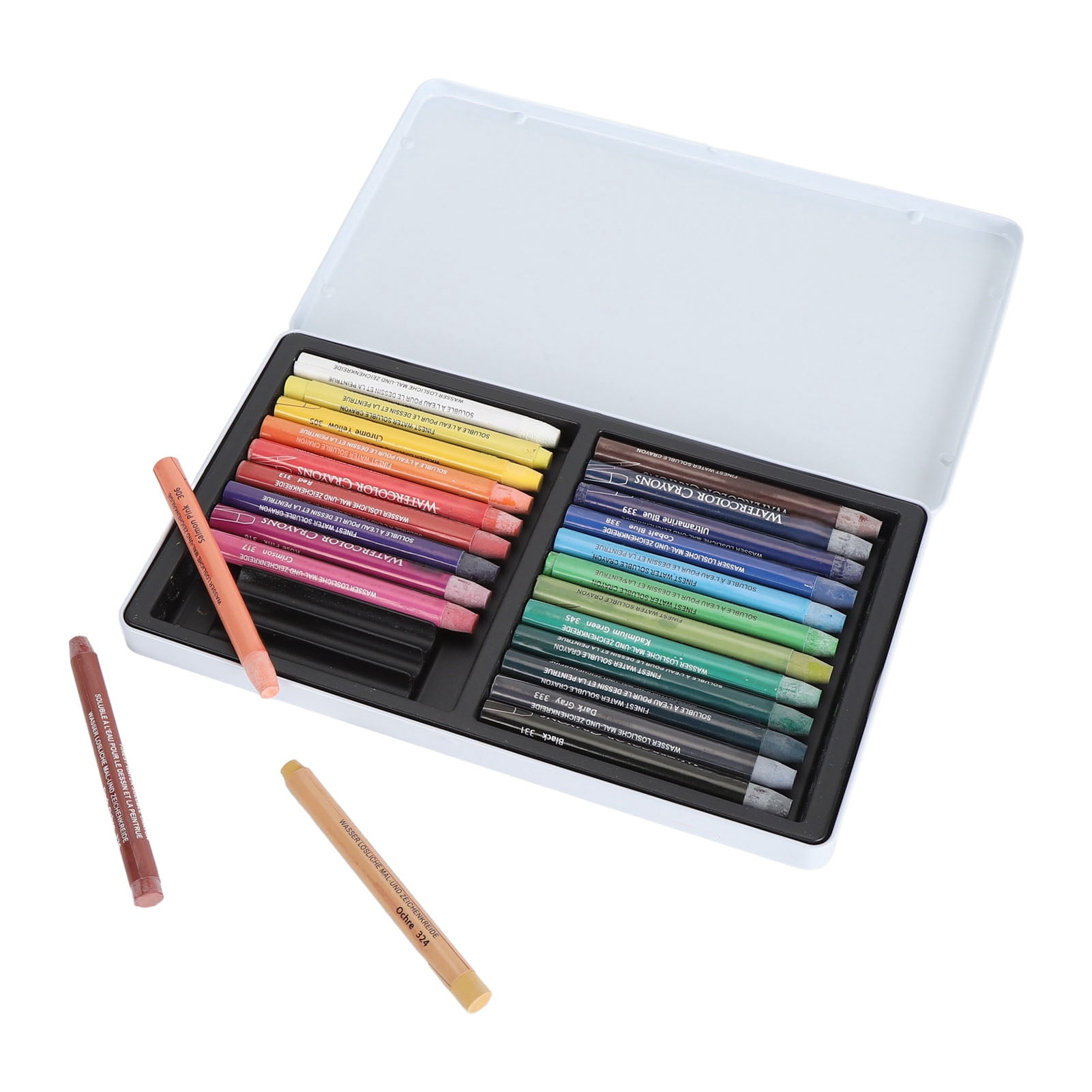 Yajisi Premium Water Soluble Crayon Sticks for Artists & Crafts, Silky Smooth Blendable 24 Colors (23 cm / 9.06 inches)