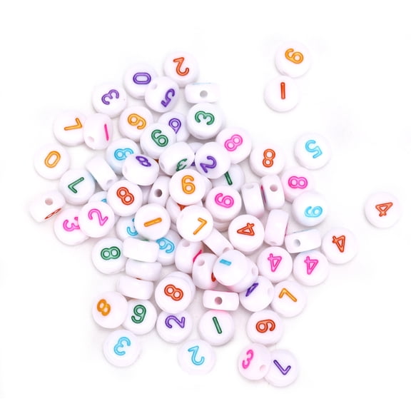 Yajisi Premium White Round Number Beads with Colorful Figures, Smooth Acrylic Circle Number Beads for Bracelets and Jewelry Making DIY Crafts, 300 Pcs Pack (0.39 inches / 10.0 mm)