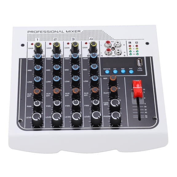 Yajisi Professional 6 Channel Audio Mixer Multiple Interface Sound Controller With Clear LCD Display Compact Metal Design For Studio Live Broadcasting And Stage Recording (11.42 inches / 29 cm)
