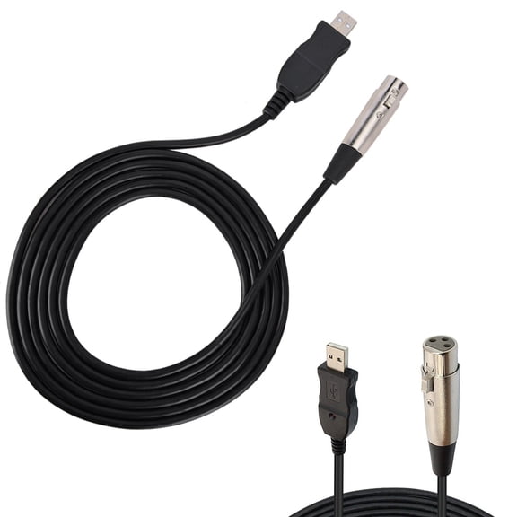 Yajisi Professional USB to XLR Female Microphone Adapter Cable, High-Fidelity Studio Mic Converter Link Line (9.2 Feet / 2.8 Meters, Black)