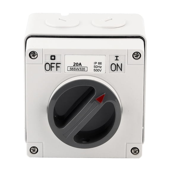Yajisi Professional Weatherproof Switch Socket Dustproof Isolation Rotary OnOff Toggle Power Interruptor 500V 3P20A Heavy Duty for Outdoor Machinery Air Conditioning Workshop (4 in / 10.1 cm)