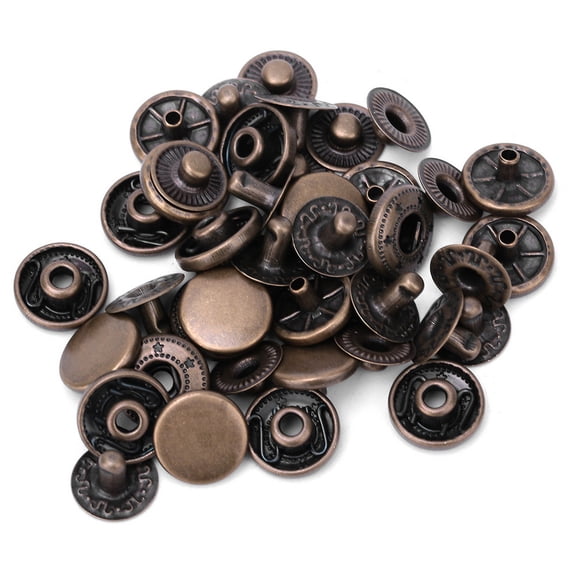Yajisi Pure Brass Snap Buttons Round Button Cloth Luggage Decoration Accessories 15mm / 0.59 inches Bronze 50 Sets DIY Sewing Craft Fasteners For Clothing Tents Handbags