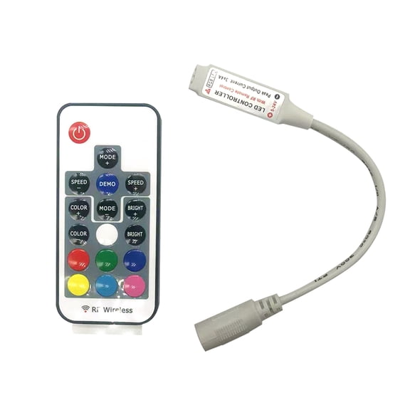 Yajisi RGB Light Strip Controller 17-Key Wireless Remote Control Dimmer Controller for 5050 3528 5630 LED Strip Lights (1.97 inches / 5 cm)