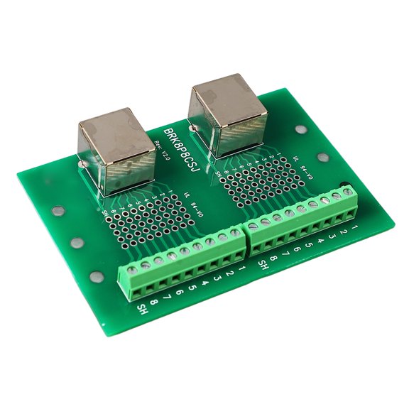Yajisi RJ45 Ethernet Connector Breakout Board Dual Network Port Input Screw Terminal Block with Bracket for DIN Rail Mounting (4.33 inches / 11 cm)