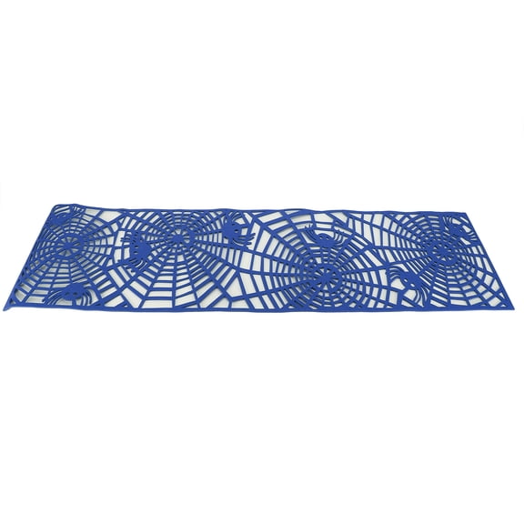 Yajisi Rectangle Felt Spider Web Table Runner Hollow Out Tablecloth for Wedding and Home Decor, Dark Blue, 39.4 in / 100 cm