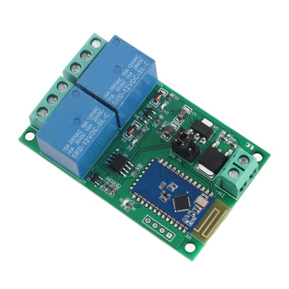 Yajisi Relay Module 2 Channel Bluetooth Board APP Remote Switch Control with Light Indicator DC 12V Smart Home Automation Electrical System Relay (5.12 inches / 13 cm)