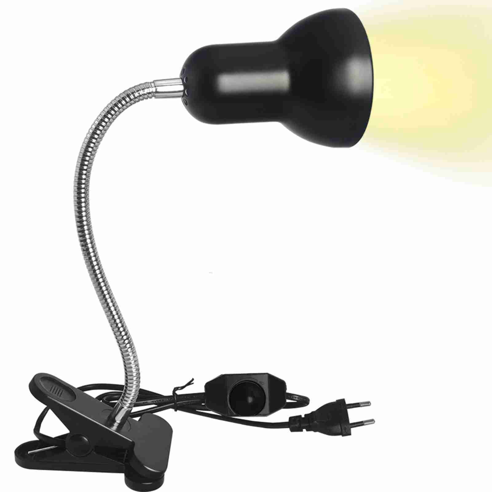 Yajisi Reptile Heating Lamp UVB Light with 50W 70W Bulbs Clamp Basking Lamp for Lizard Aquarium Tank 360 Degree Rotatable Clip Adjustable Temperature Switch EU Plug 8.27 inches / 21 cm