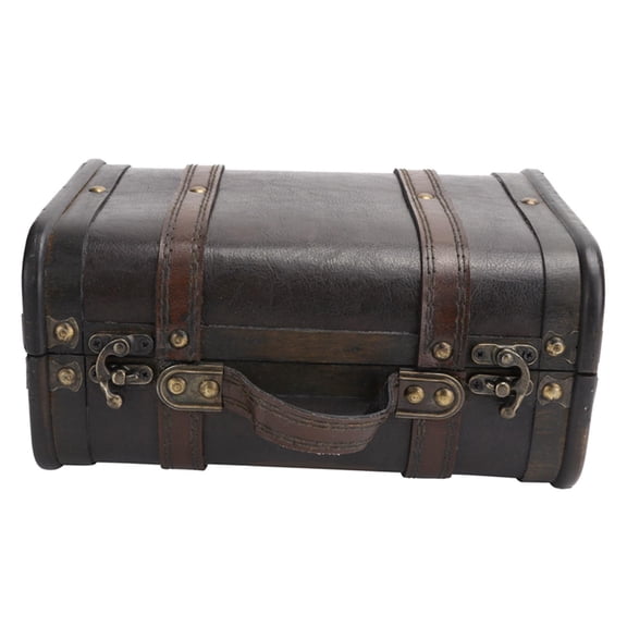 Yajisi Retro Wooden Suitcase, Chinese Style Decorative Box, Double-Layer Storage Case for Photography Props & Home Decoration, 10.6" x 6.7" x 1.6"