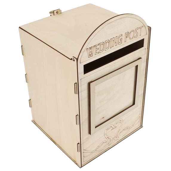Yajisi Rustic Wooden Card Box Wedding Mailbox with Secure Lock for Reception Anniversaries and Event Decorations 13.0 inches / 33.1 cm