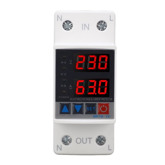 Yajisi SVP-718 Self Resetting Over Under Voltage Protector Adjustable Delay Circuit Breaker 220V 63A (9x7x4 inches / 22.8x17.7x10.1 cm)